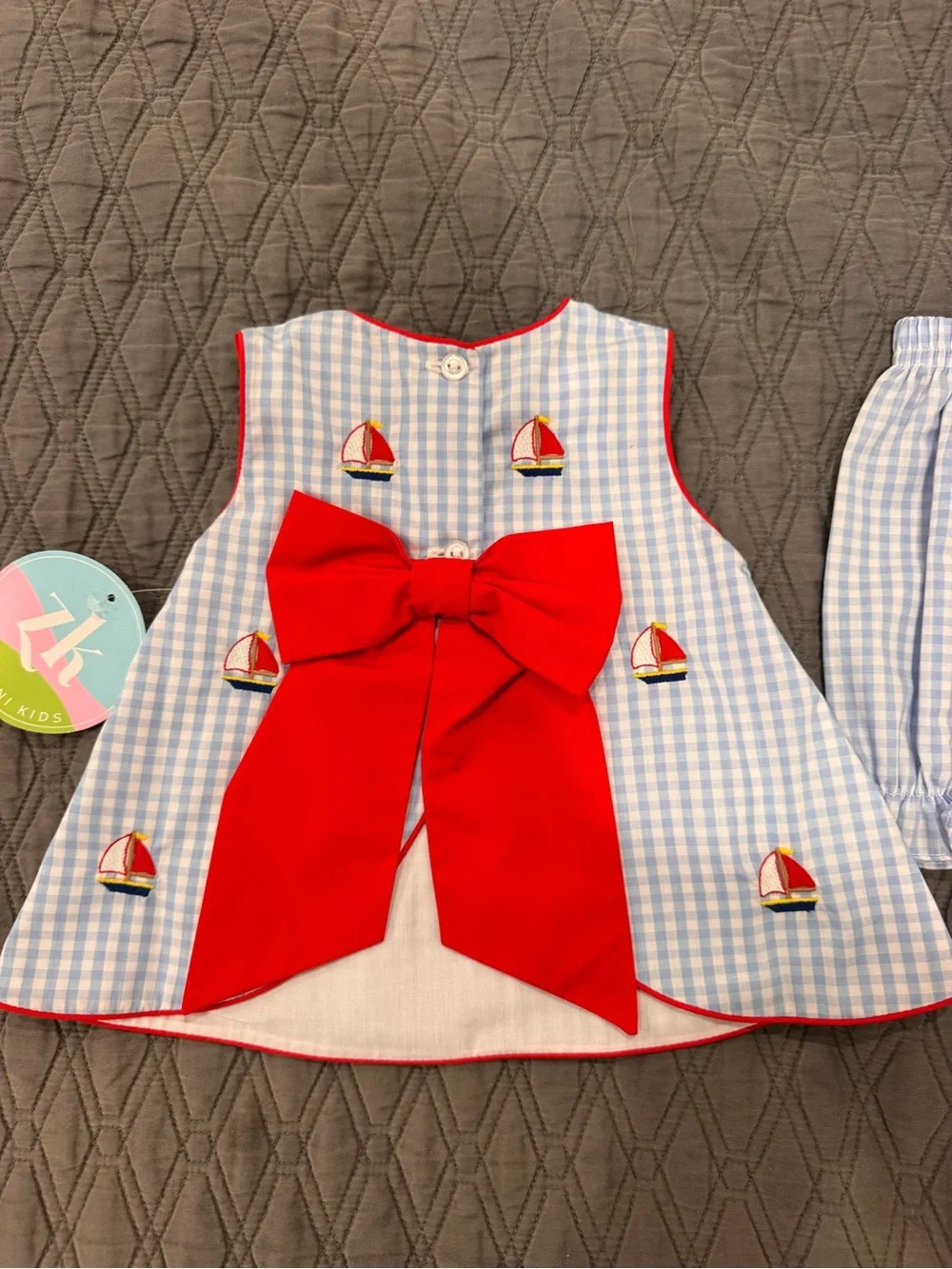 Zuccini Kids Blue Gingham Sailboat Matching Set